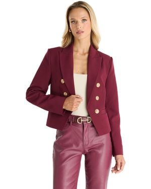 The Noli Shop Gabrielle Double Breasted Blazer - Red
