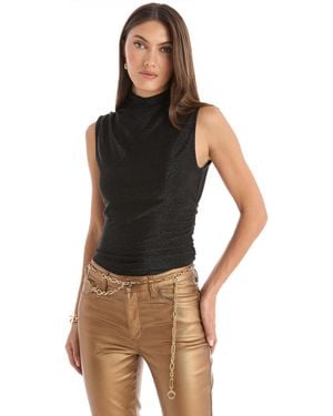 The Noli Shop Mia Shimmer Tank - Black