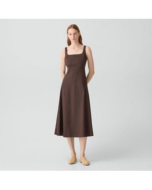 Theory Seamed Square Neck Dress - Brown