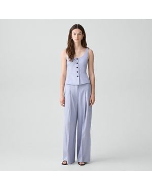 Theory Pleated Wide-Leg Pant - Blue