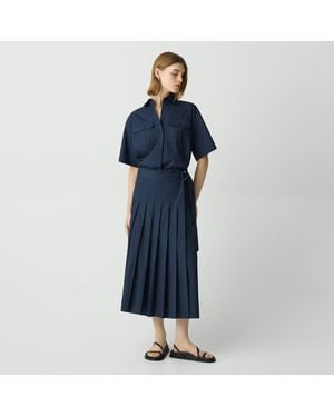 Theory Pleated Wrap Dress - Blue