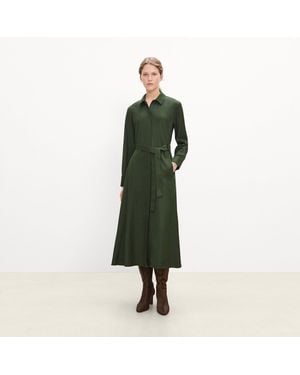 Theory Belted Long-Sleeve Shirt Dress - Green