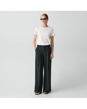 Theory Pleated Wide-Leg Pant, 33' - Black