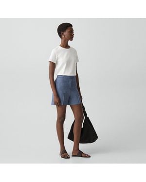 Theory Wide-Leg Pull-On Short - Blue