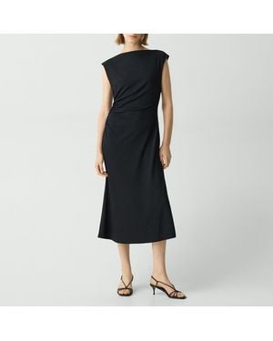 Theory Draped Boatneck Dress - Black