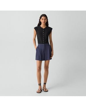 Theory Fluid Pleat Short - Blue