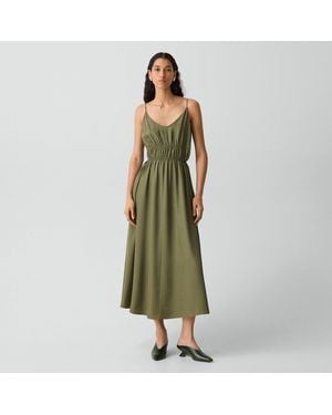 Theory Gathered V-Neck Dress - Green