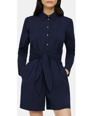 Theory Tie Waist Romper - Blue