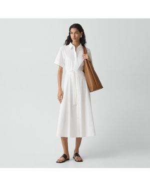 Theory Belted Shirt Dress - White