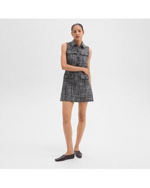 Theory Mélange Tweed Military Mini Dress - Blue