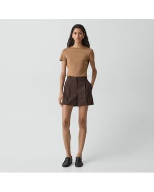 Theory Fluid Pleat Short - Brown