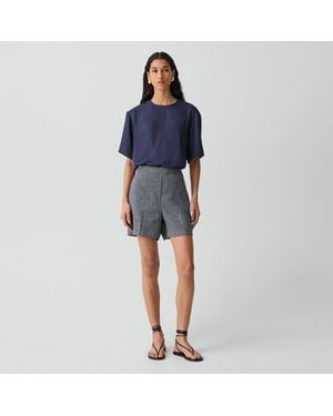 Theory Wide-Leg Pull-On Short - Blue