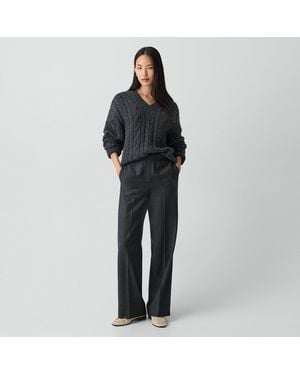 Theory Wide-Leg Pull-On Pant - Black