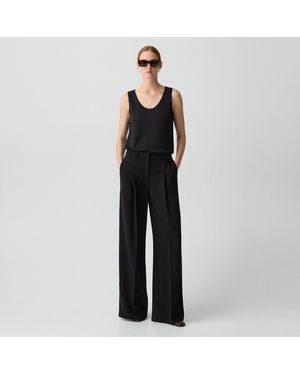 Theory Pleated Wide-Leg Pant, 33' - Black