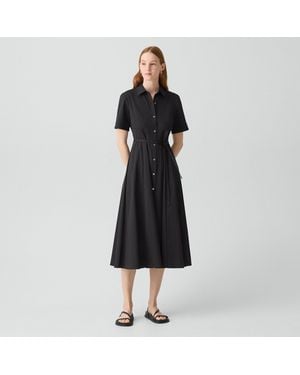 Theory Belted Shirt Dress - Black