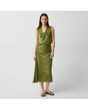 Theory Ruched Midi Skirt - Green