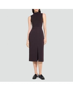 Theory Funnel Neck Combo Dress - Black