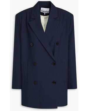 Ganni Oversized Twill Blazer - Blue