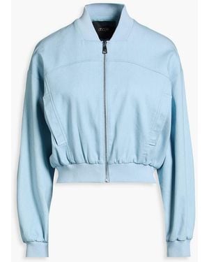 Maje Faded Denim Bomber Jacket - Blue