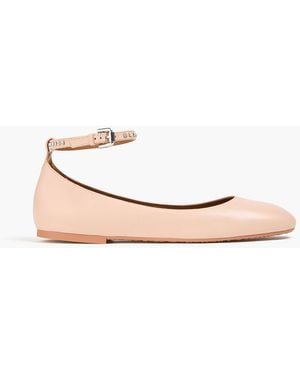 See By Chloé Crystal-embellished Leather Ballet Flats - White