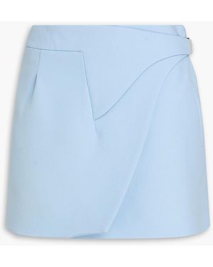 Wardrobe NYC Grain De Poudre Wool Mini Wrap Skirt - Blue