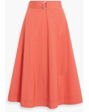 Veronica Beard Facia Belted Cotton-Blend Poplin Midi Skirt - Pink