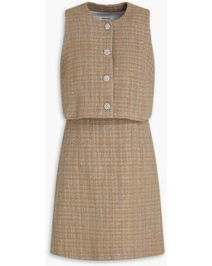 Sandro Embellished Metallic Tweed Mini Dress - Natural