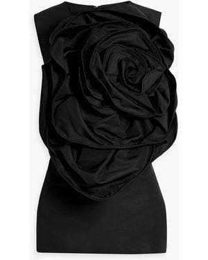 Huishan Zhang Ditte Floral-appliquéd Faille Top - Black