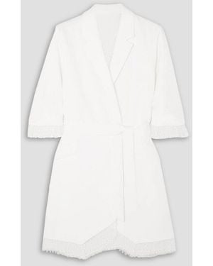 Rime Arodaky Jax Belted Lace-trimmed Crepe Mini Dress - White