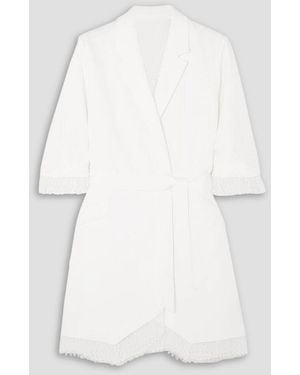 Rime Arodaky Jax minikleid aus crêpe mit spitzenbesätzen und bindegürtel - Weiß