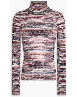 Missoni Space-Dyed Ribbed-Knit Turtleneck Sweater - Red