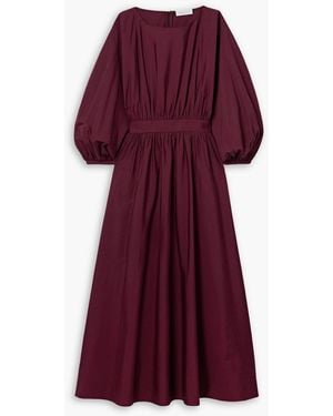 Gabriela Hearst Ahmose Gathered Cotton-Poplin Midi Dress - Purple
