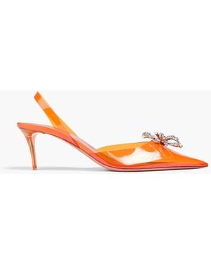 AMINA MUADDI Rosie Crystal-embellished Pvc Slingback Pumps - Orange