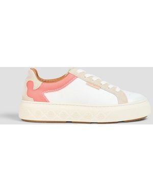 Tory Burch Ladybug Suede-trimmed Leather Trainers - Pink