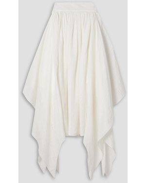 Salon 1884 Lucia Asymmetric Linen Midi Skirt - White