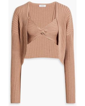 NAADAM Twisted Ribbed-knit Bra Top And Shrug Set - White