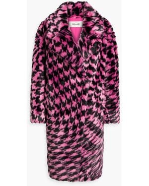 Diane von Furstenberg Arwen Double-breasted Printed Faux Fur Coat - Red