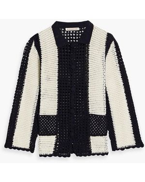 ALEXACHUNG Bowling Two-tone Crocheted Cotton Jacket - Black