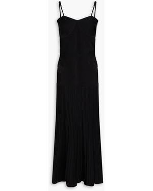 Sandro Ribbed And Waffle-Knit Maxi Dress - Black