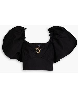 Aje. Marcel Embellished Cropped Cotton-poplin Top - Black