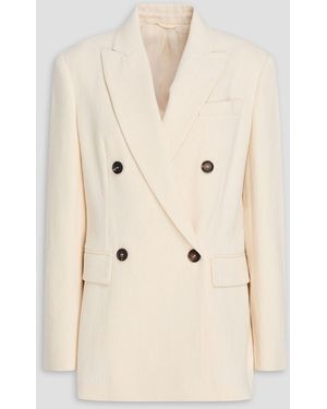 Brunello Cucinelli Double-Breasted Cotton And Wool-Blend Drill Blazer - Natural