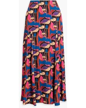 FARM Rio Printed Woven Midi Skirt - Red