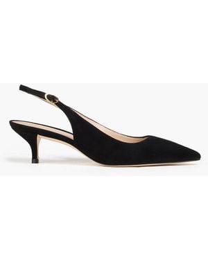 Stuart Weitzman Leigh Suede Slingback Court Shoes - Black
