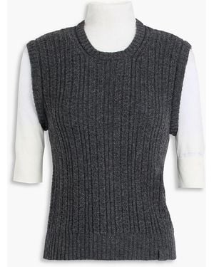 Victoria Beckham Layered Ribbed Wool-blend Turtleneck Jumper - Black