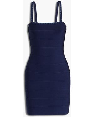 Hervé Léger Crystal-Trimmed Bandage Mini Dress - Blue