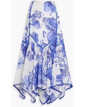Charo Ruiz Nopy Floral-Print Cotton-Blend Voile Maxi Skirt - Blue