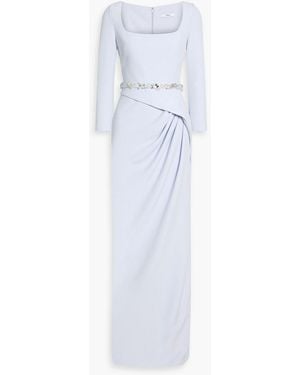 Safiyaa Mahir Embellished Draped Crepe Gown - White