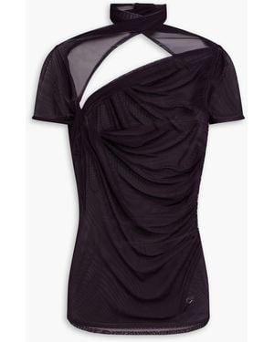 Coperni Cutout Stretch-Mesh Top - Black