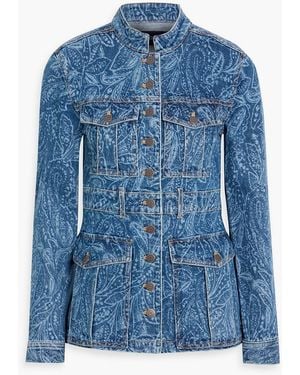 Veronica Beard Tika Paisley-Print Denim Jacket - Blue