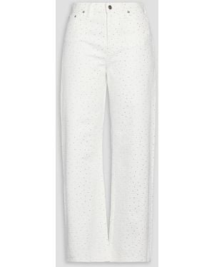 Maje Crystal-Embellished High-Rise Wide-Leg Jeans - White
